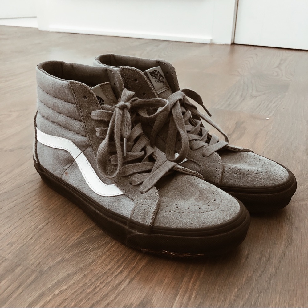 Vans Gray and White High-Top Sneakers
